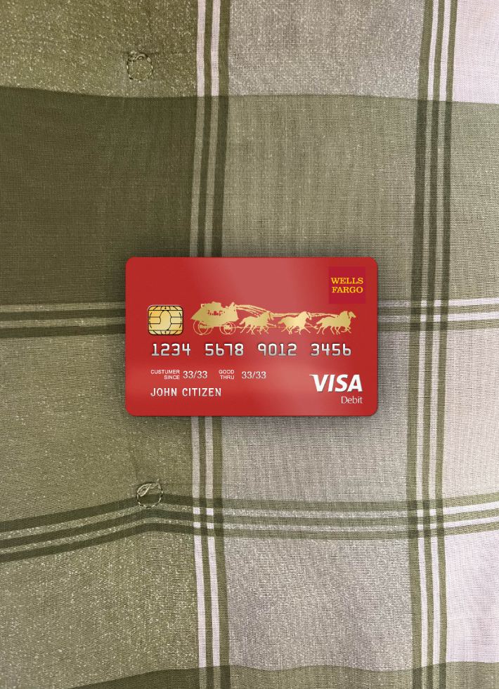 Download USA Wells Fargo bank visa debit card photolook front Photoshop template